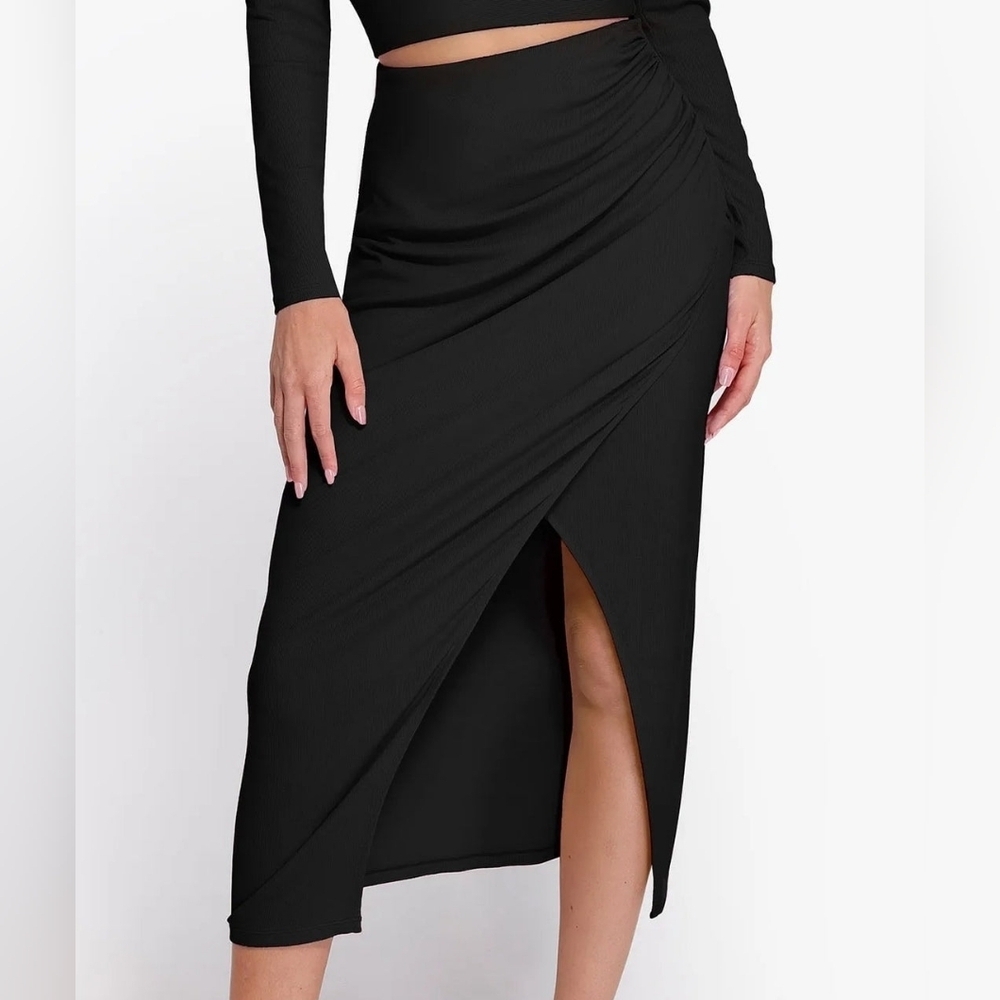 Popilush | Shapewear Rib Modal Built In Sculpting Midi Wrap Skirt 3XL